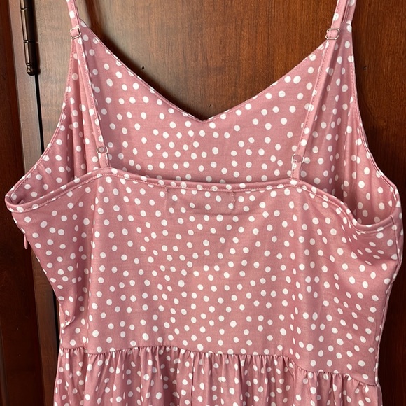 NWT Midi Polka Dot Adjustable Strap Ruched Front Dress - Picture 8 of 14